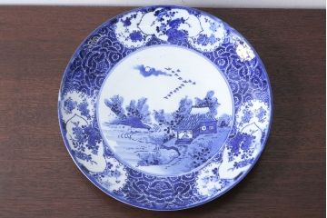 アンティーク雑貨　アンティーク　明治〜大正!図変わり印判皿　1尺1寸(35cm)