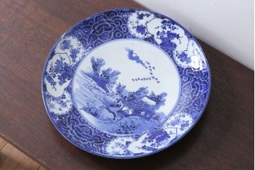 アンティーク雑貨　アンティーク　明治〜大正!図変わり印判皿　1尺1寸(35cm)