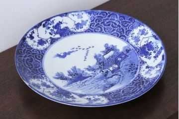 アンティーク雑貨　アンティーク　明治〜大正!図変わり印判皿　1尺1寸(35cm)