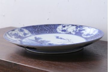 アンティーク雑貨　アンティーク　明治〜大正!図変わり印判皿　1尺1寸(35cm)