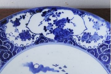 アンティーク雑貨　アンティーク　明治〜大正!図変わり印判皿　1尺1寸(35cm)