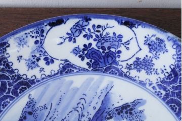 アンティーク雑貨　アンティーク　明治〜大正!図変わり印判皿　1尺1寸(35cm)