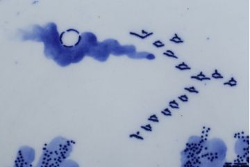 アンティーク雑貨　アンティーク　明治〜大正!図変わり印判皿　1尺1寸(35cm)