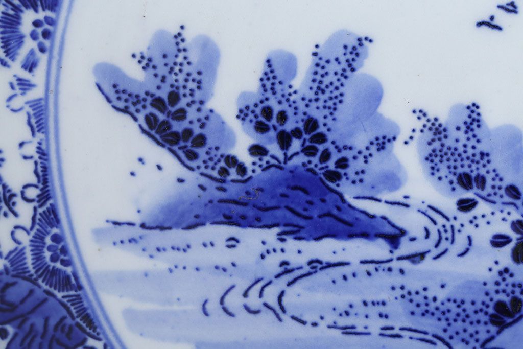 アンティーク雑貨　アンティーク　明治〜大正!図変わり印判皿　1尺1寸(35cm)