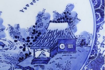 アンティーク雑貨　アンティーク　明治〜大正!図変わり印判皿　1尺1寸(35cm)