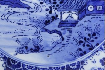 アンティーク雑貨　アンティーク　明治〜大正!図変わり印判皿　1尺1寸(35cm)