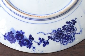 アンティーク雑貨　アンティーク　明治〜大正!図変わり印判皿　1尺1寸(35cm)