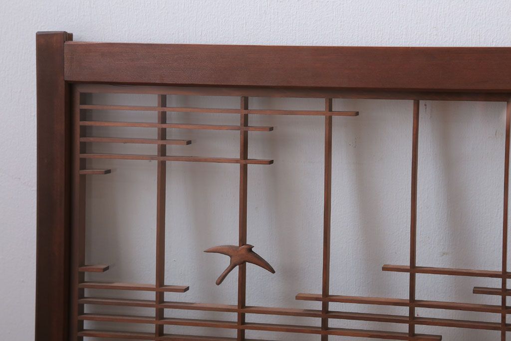 和製アンティーク　古い木の組子ガラス戸4枚セット(窓・明り取り)