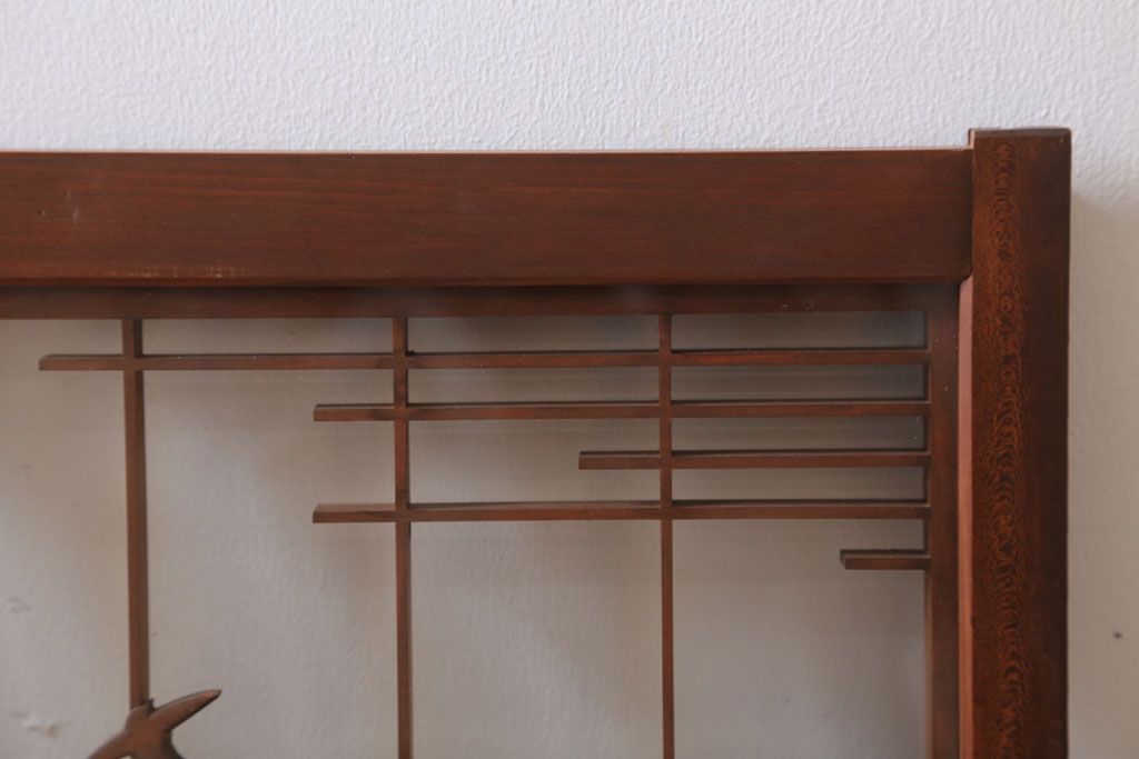 和製アンティーク　古い木の組子ガラス戸4枚セット(窓・明り取り)