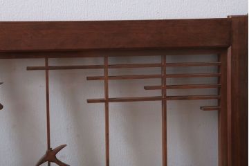 和製アンティーク　古い木の組子ガラス戸4枚セット(窓・明り取り)