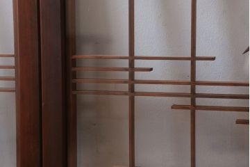 和製アンティーク　古い木の組子ガラス戸4枚セット(窓・明り取り)