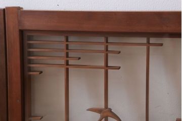 和製アンティーク　古い木の組子ガラス戸4枚セット(窓・明り取り)