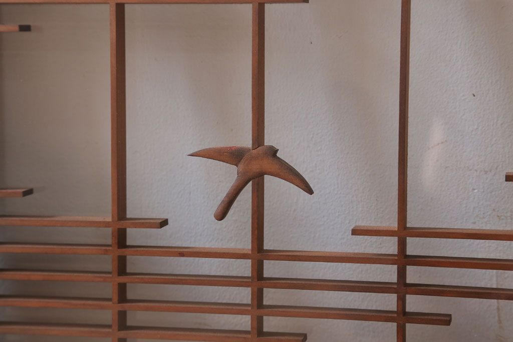 和製アンティーク　古い木の組子ガラス戸4枚セット(窓・明り取り)