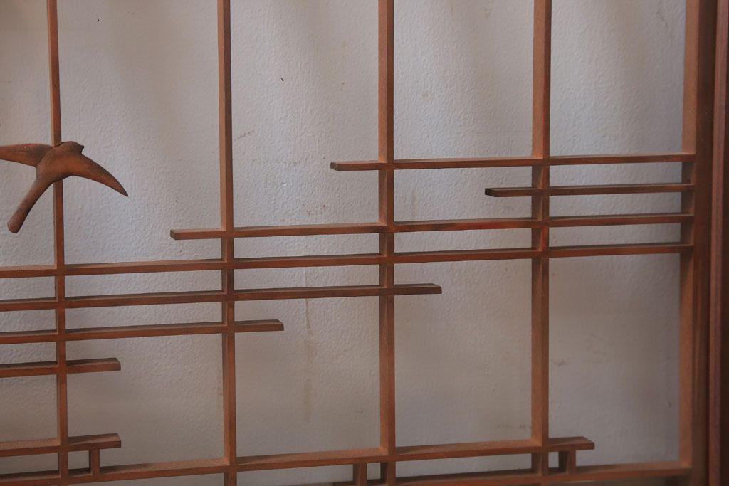 和製アンティーク　古い木の組子ガラス戸4枚セット(窓・明り取り)