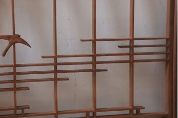 和製アンティーク　古い木の組子ガラス戸4枚セット(窓・明り取り)