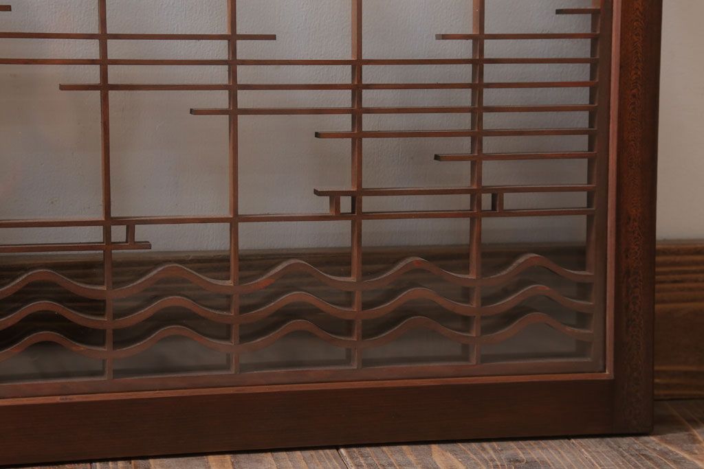 和製アンティーク　古い木の組子ガラス戸4枚セット(窓・明り取り)