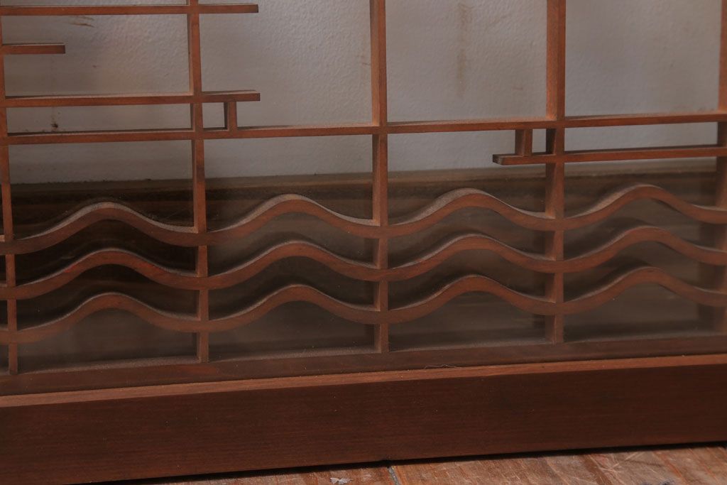 和製アンティーク　古い木の組子ガラス戸4枚セット(窓・明り取り)