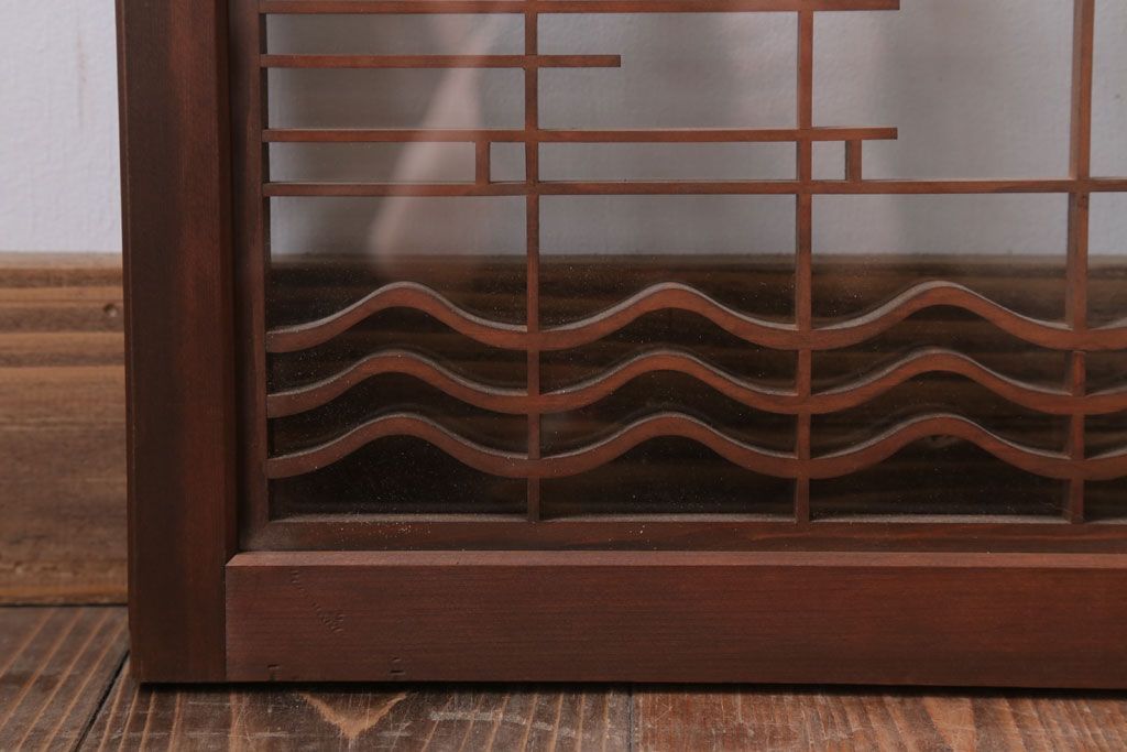 和製アンティーク　古い木の組子ガラス戸4枚セット(窓・明り取り)