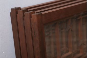 和製アンティーク　古い木の組子ガラス戸4枚セット(窓・明り取り)