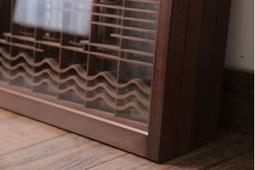 和製アンティーク　古い木の組子ガラス戸4枚セット(窓・明り取り)