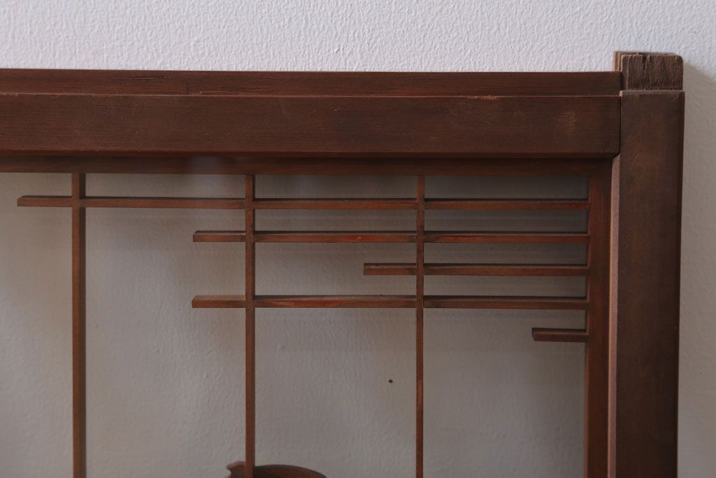 和製アンティーク　古い木の組子ガラス戸4枚セット(窓・明り取り)