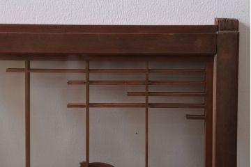 和製アンティーク　古い木の組子ガラス戸4枚セット(窓・明り取り)