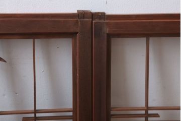 和製アンティーク　古い木の組子ガラス戸4枚セット(窓・明り取り)
