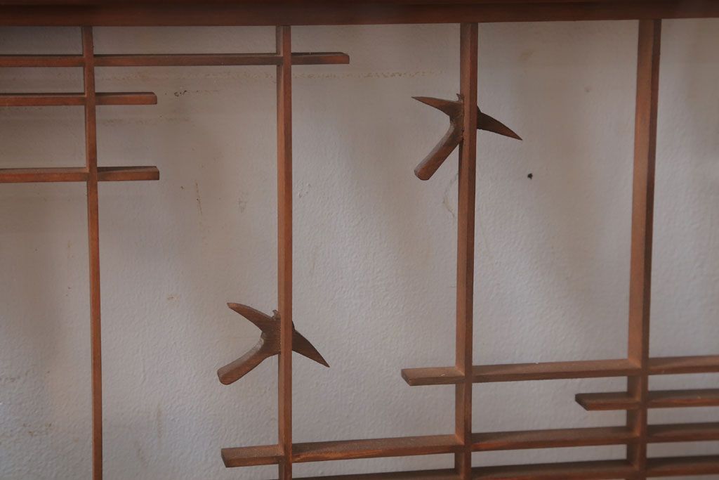 和製アンティーク　古い木の組子ガラス戸4枚セット(窓・明り取り)