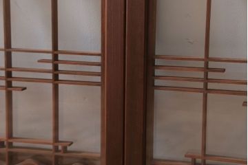 和製アンティーク　古い木の組子ガラス戸4枚セット(窓・明り取り)