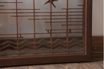 和製アンティーク　古い木の組子ガラス戸4枚セット(窓・明り取り)