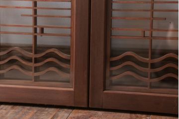 和製アンティーク　古い木の組子ガラス戸4枚セット(窓・明り取り)