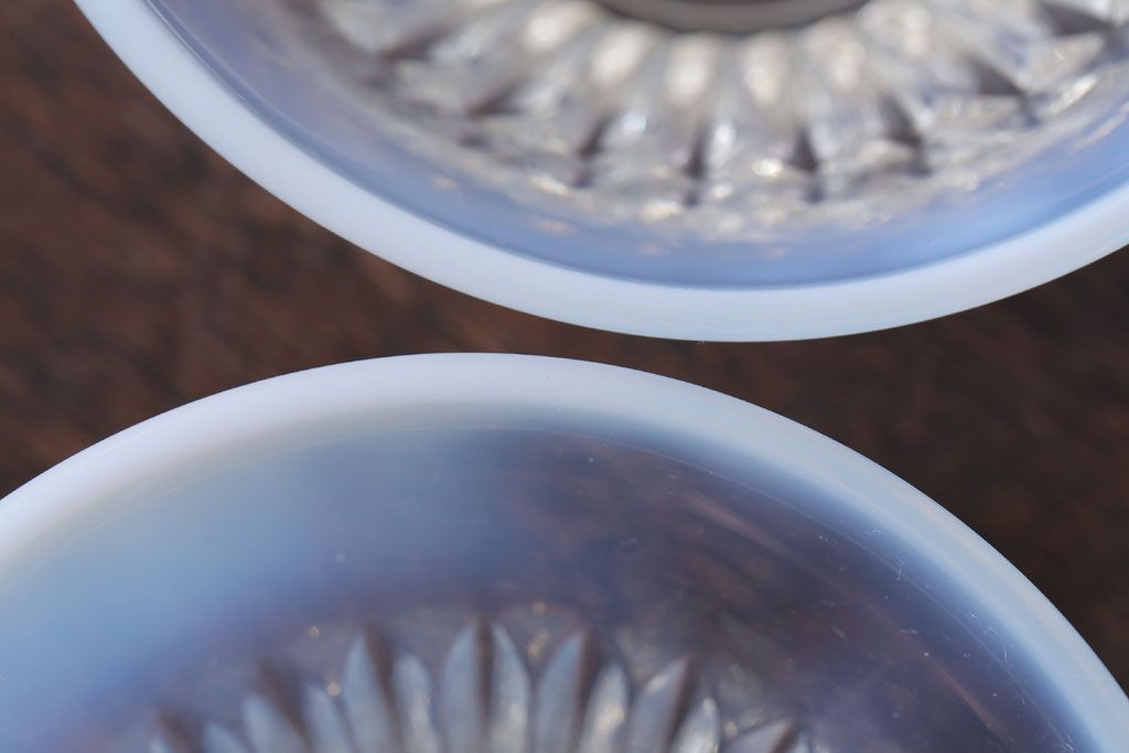 アンティーク雑貨　昭和レトロ　乳白ガラスカップ3点(氷コップ)