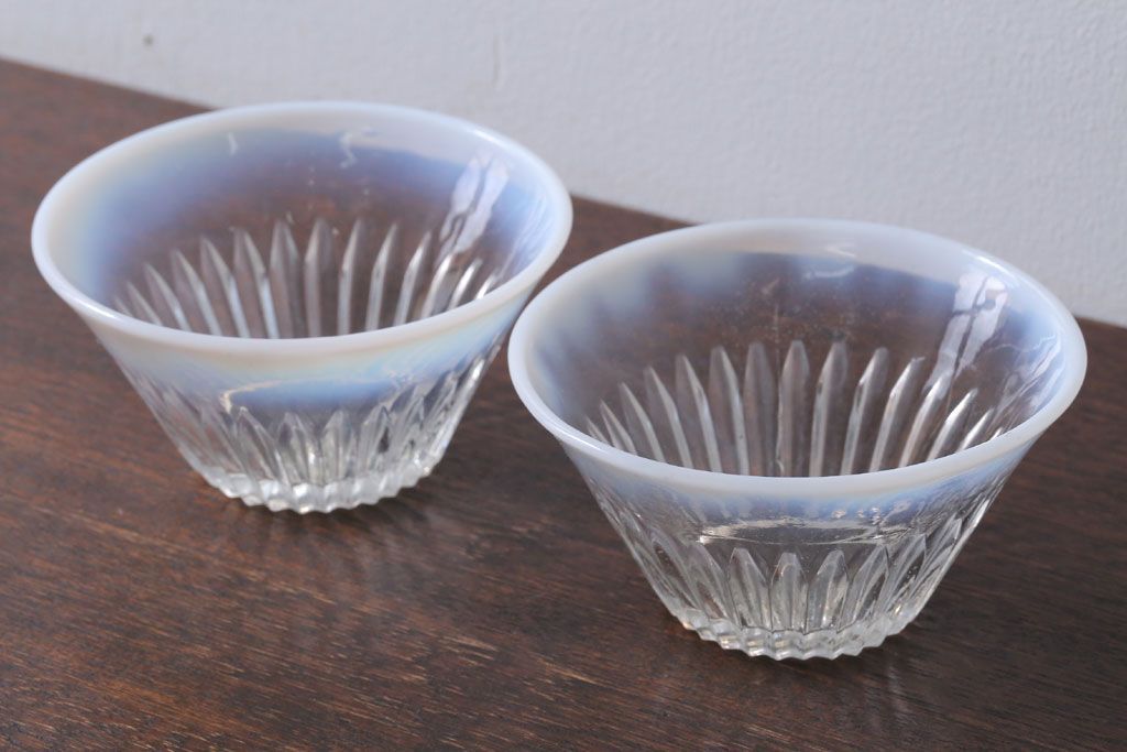 アンティーク雑貨　昭和レトロ　乳白ガラスカップ2点(氷コップ)