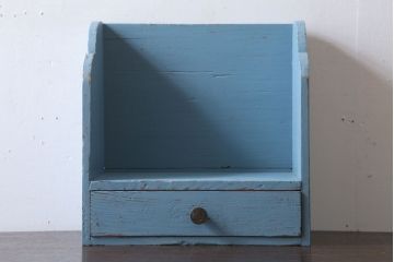 アンティーク家具　アンティークペイント　引き出し付き!小さな古い木の本立て(2)