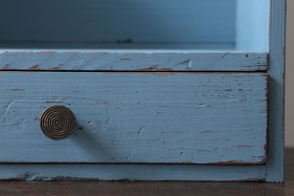 アンティーク家具　アンティークペイント　引き出し付き!小さな古い木の本立て(2)