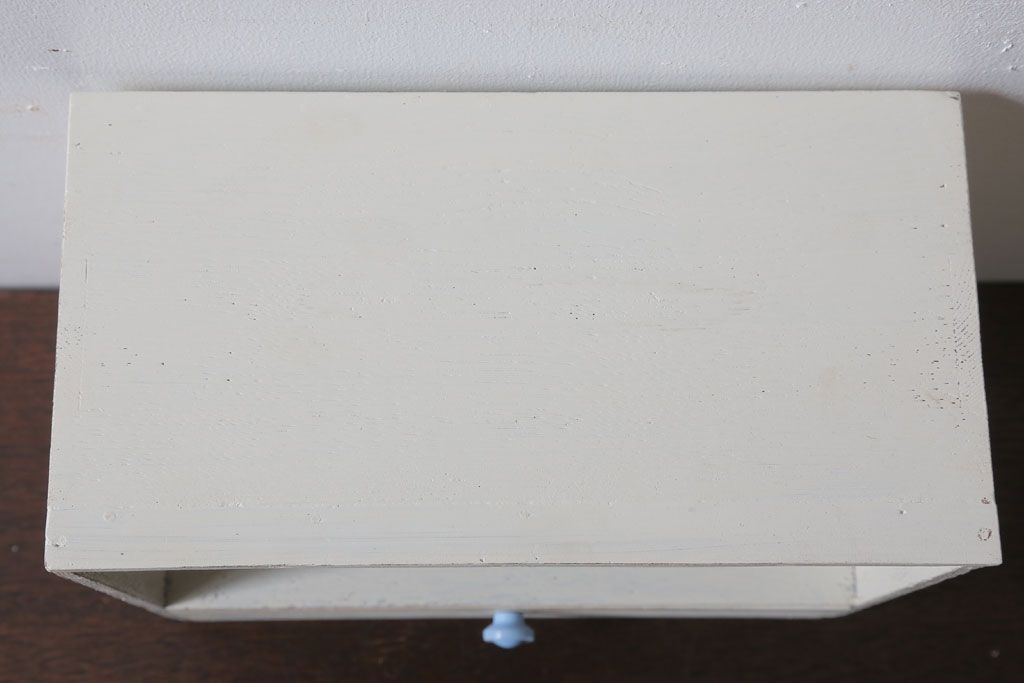 アンティーク雑貨　アンティークペイント　引き出し付き!小さな古い木の小物収納棚