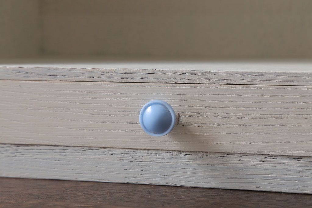 アンティーク雑貨　アンティークペイント　引き出し付き!小さな古い木の小物収納棚