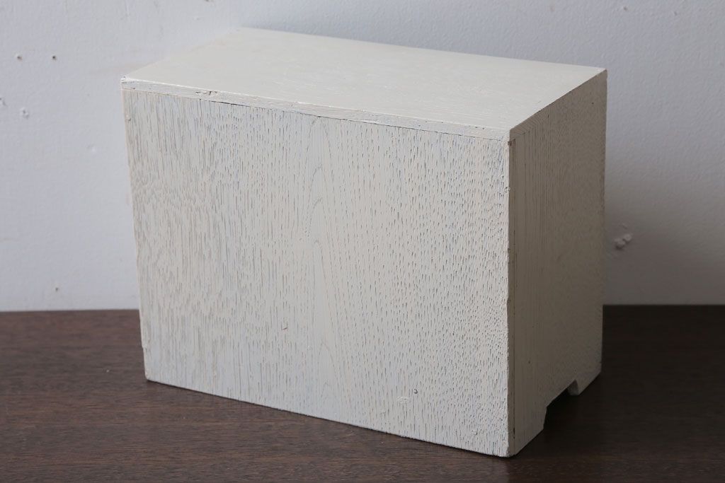 アンティーク雑貨　アンティークペイント　引き出し付き!小さな古い木の小物収納棚