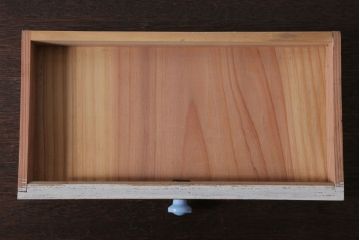 アンティーク雑貨　アンティークペイント　引き出し付き!小さな古い木の小物収納棚