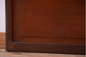 古民具・骨董　裏ガラス入り!腰板欅材のモールガラス帯格子戸2枚セット(1)