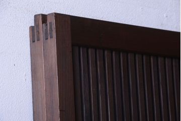 古民具・骨董　裏ガラス入り!腰板欅材のモールガラス帯格子戸2枚セット(1)