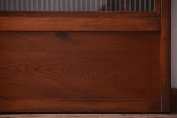 古民具・骨董　裏ガラス入り!腰板欅材のモールガラス帯格子戸2枚セット(1)