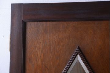 和製アンティーク　寄木細工!菱形ミラー付きの古いドア