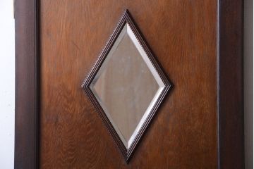和製アンティーク　寄木細工!菱形ミラー付きの古いドア