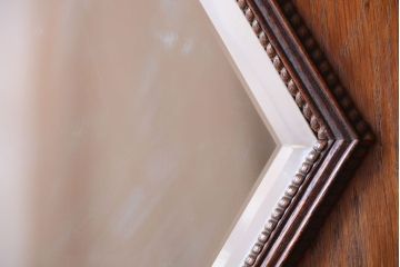 和製アンティーク　寄木細工!菱形ミラー付きの古いドア