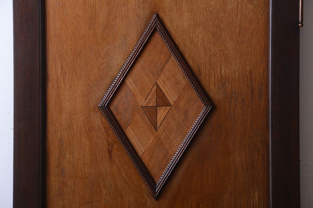 和製アンティーク　寄木細工!菱形ミラー付きの古いドア