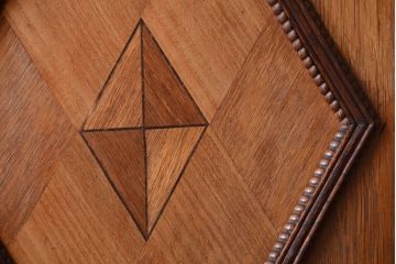 和製アンティーク　寄木細工!菱形ミラー付きの古いドア