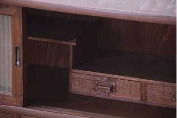 アンティーク家具　和製アンティーク　銀モールガラス!古い桐箪笥ローボード(テレビボード)