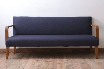 アンティーク家具　和製アンティーク　ナラ材製の上品な3人掛けソファ