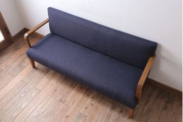 アンティーク家具　和製アンティーク　ナラ材製の上品な3人掛けソファ